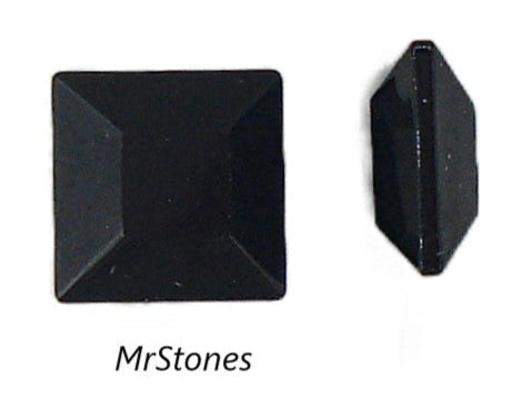 8mm (4402/2) Jet Black Unfoiled Channel Cut Square Shape Swarovski