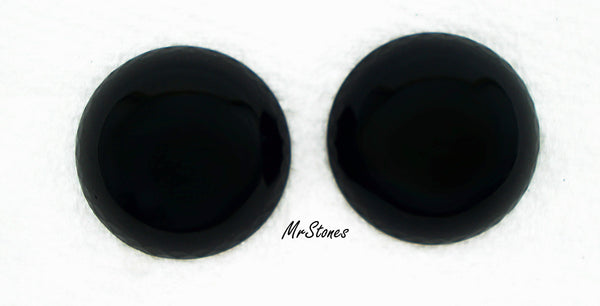 25mm (2194) Jet Black Round Cabochon Japan 9mm High Dome