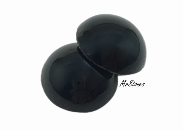25mm (2194) Jet Black Round Cabochon Japan 9mm High Dome