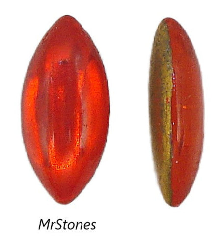 15x7mm (3175) Hyacinth Orange Marquise Navette Cabochon West Germany