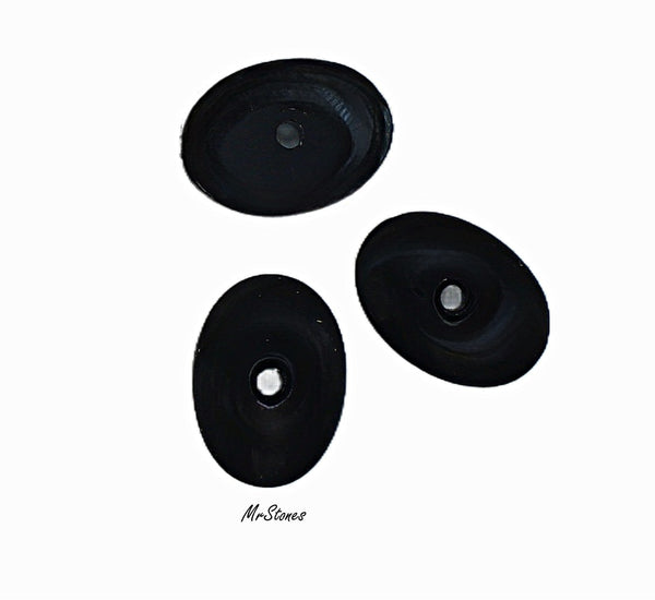18x13mm Black Onyx Buff Top Oval w/2mm Hole 1pc/$1.95 or 3pc/$2.95