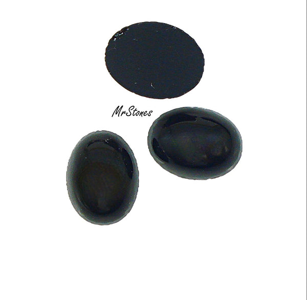 16x12mm (2195) Jet Black Oval Cabochon