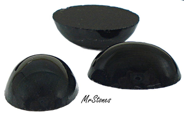 16x12mm (2195) Jet Black Oval Cabochon