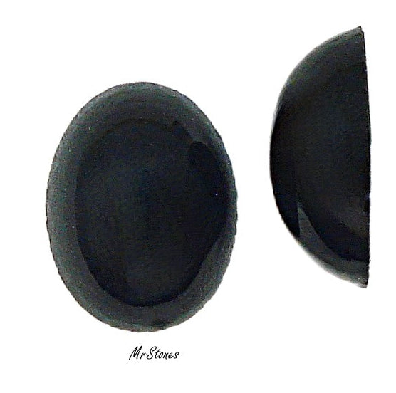 16x12mm (2195) Jet Black Oval Cabochon