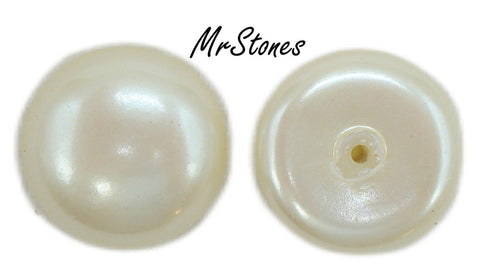 16mm (S14IR) Lighter Creme Imitation Pearl Round Cabochon Low Dome 6.3mm