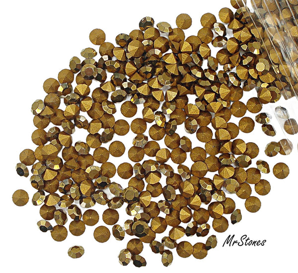 3.2mm (1100) (25pp) Comet Or Round Chaton Swar. 24 Carat Gold Coating