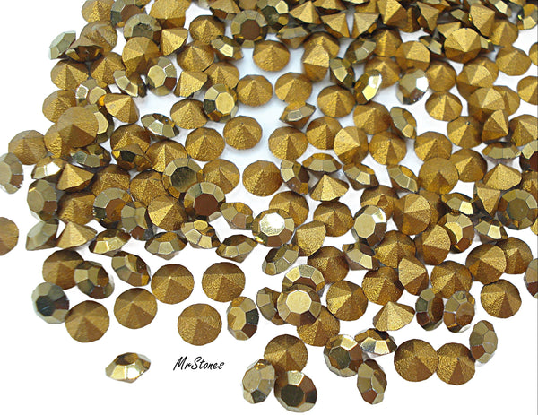 3.2mm (1100) (25pp) Comet Or Round Chaton Swar. 24 Carat Gold Coating