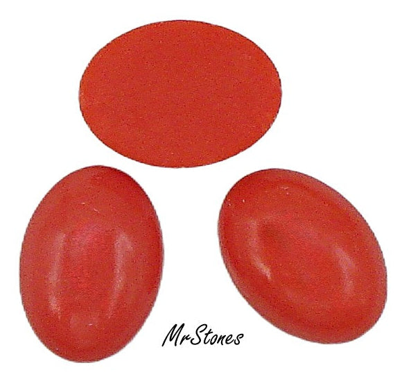 18x13mm (2195) Coral Glass Oval Cabochon