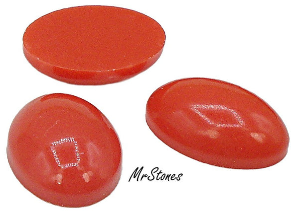 18x13mm (2195) Coral Glass Oval Cabochon