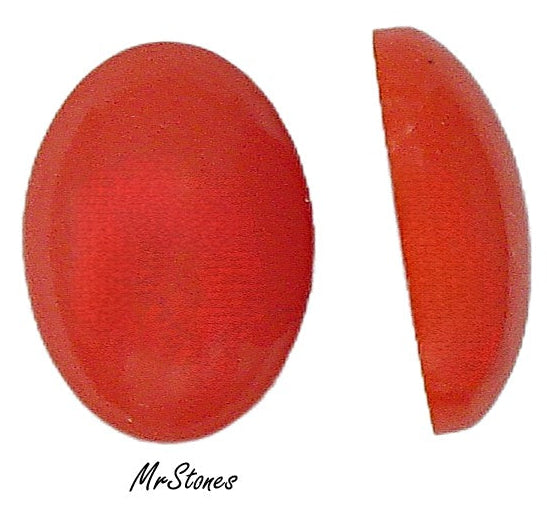 18x13mm (2195) Coral Glass Oval Cabochon