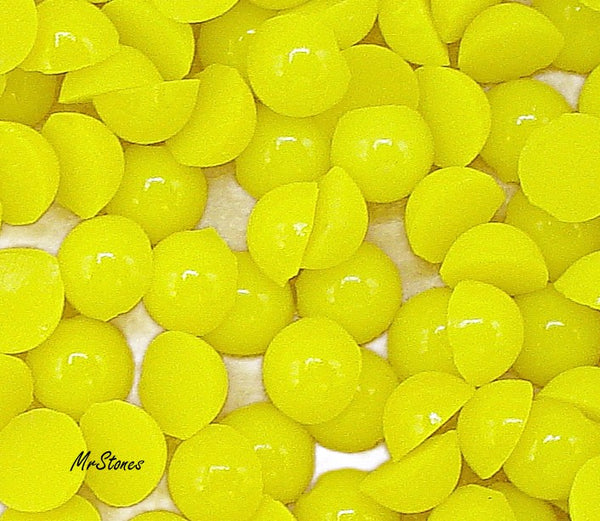 3.2mm (2194) Opaque Bright Yellow Round Cabochon West Germany