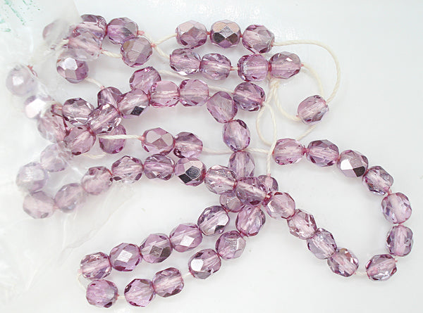 6.3x5.3mm Light Amethyst Fully Faceted Vintage Glass Bead 6x5mm