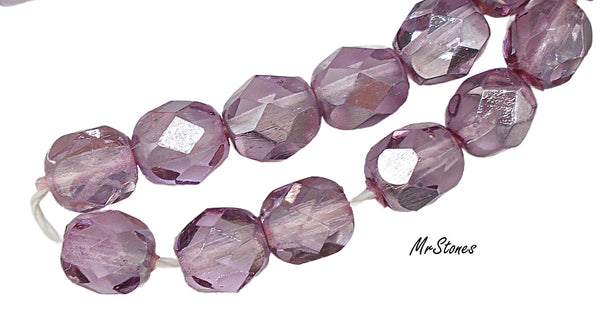 6.3x5.3mm Light Amethyst Fully Faceted Vintage Glass Bead 6x5mm