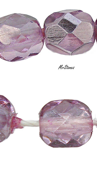 6.3x5.3mm Light Amethyst Fully Faceted Vintage Glass Bead 6x5mm