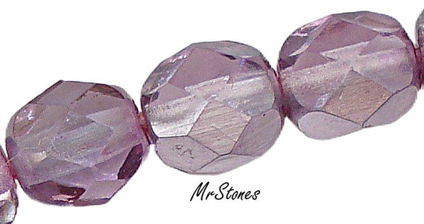 6.3x5.3mm Light Amethyst Fully Faceted Vintage Glass Bead 6x5mm