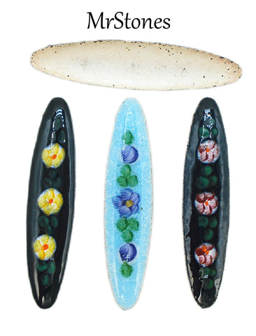 38x8mm Guilloche Oval Cabochon Metal with Enamel Flowers Floral 2pk/$1.50
