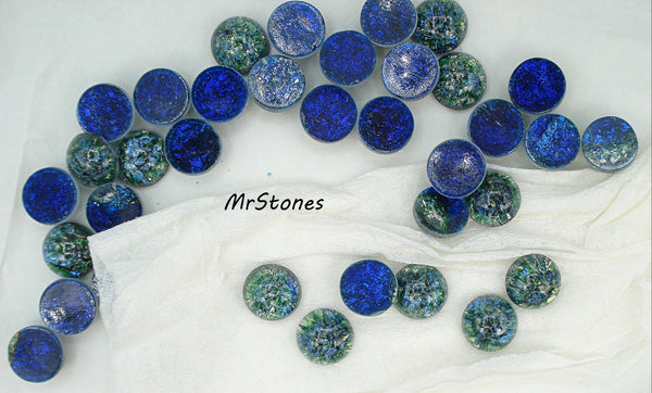 11mm (1684) Green Blue Opal Round Czech Cabochon