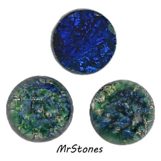 11mm (1684) Green Blue Opal Round Czech Cabochon