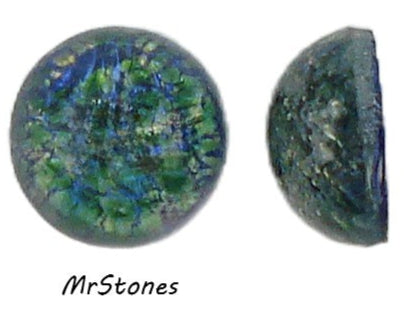 11mm (1684) Green Blue Opal Round Czech Cabochon