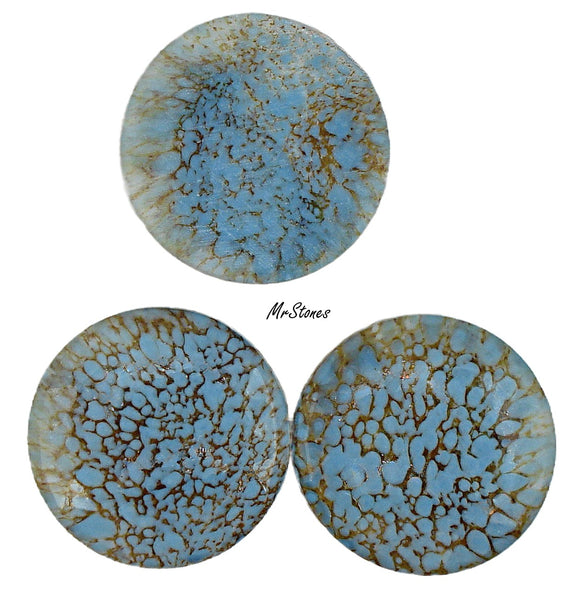 30mm (1684) Glass Turquoise Matrix Round Cabochon