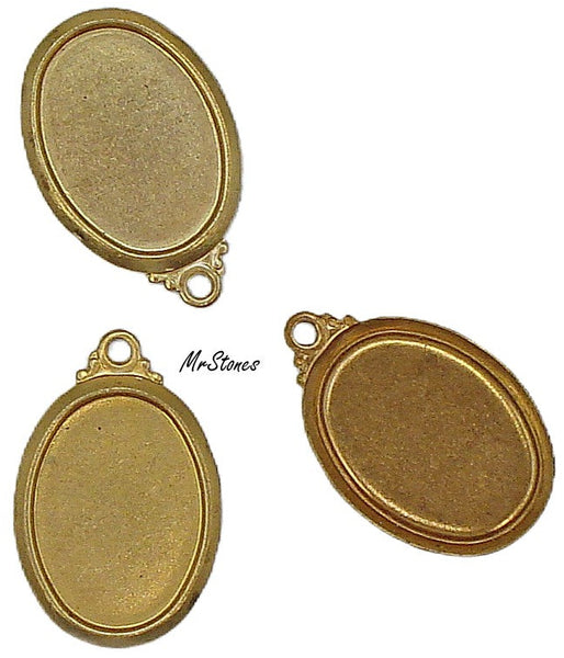 14x10mm Brass Oval Dangle Vintage Finding 1mm Thin 2pcs/$1.25