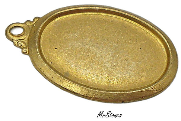 14x10mm Brass Oval Dangle Vintage Finding 1mm Thin 2pcs/$1.25