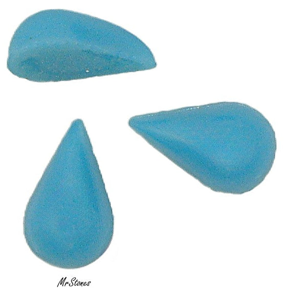 10x6mm (2390/4) Turquoise Blue Glass Pear Teardrop Cabochon
