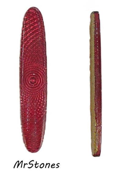 32x6mm (2195) Glass Ruby Oval Textured Metal Back Low Dome Cabochon 1.6mm Thick