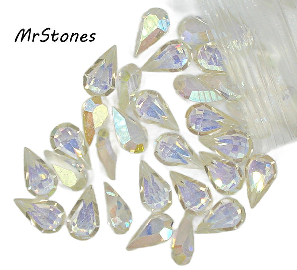 10x6mm (4300) M/C Crystal AB Pear Teardrop Shape Unfoiled