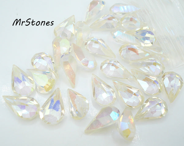 10x6mm (4300) M/C Crystal AB Pear Teardrop Shape Unfoiled