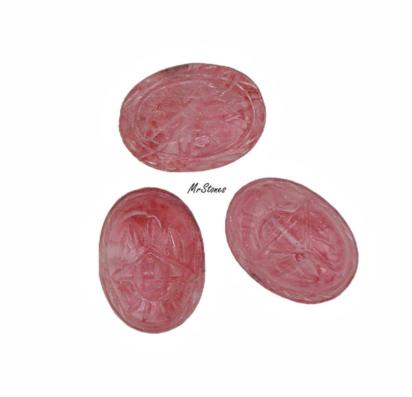 18x13mm Scarab Flawed Rose Quartz Oval Cabochon Japan Cherry Brand