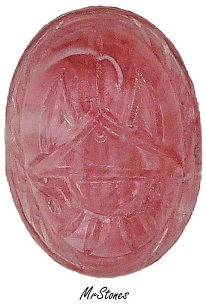18x13mm Scarab Flawed Rose Quartz Oval Cabochon Japan Cherry Brand