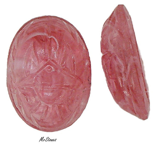 18x13mm Scarab Flawed Rose Quartz Oval Cabochon Japan Cherry Brand