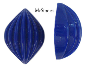 18x13mm Ribbed Lapis Leaf Shell Glass Cabochon