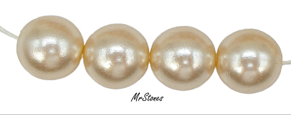 10mm Creme Glass Fully Drilled Round Pearl