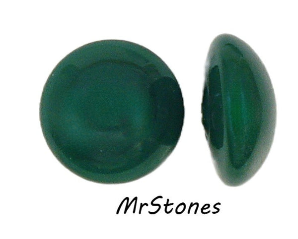 17.5-18mm (2175) Forest Green Button Top Round Cabochon Mount Hole in Back 9mm Thick