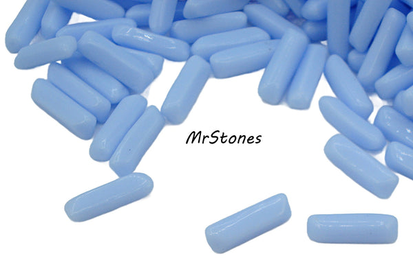 10x3mm (3145) Opaque Blue Baguette Buff Top Doublet