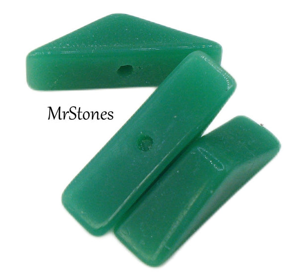 15.5x5x4.5mm (TRI) Jade Green Glass with Bottom Hole Mount 2pk/$1.00