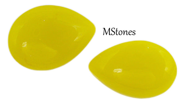 18x13mm (3101) Opaque Yellow Pear Pendeloque Teardrop Buff Top Doublet