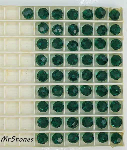 6mm (5080) Glass 1/2 Drilled Emerald Green Swarovski Beads