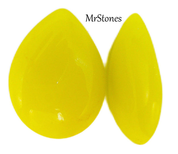 18x13mm (3101) Opaque Yellow Pear Pendeloque Teardrop Buff Top Doublet