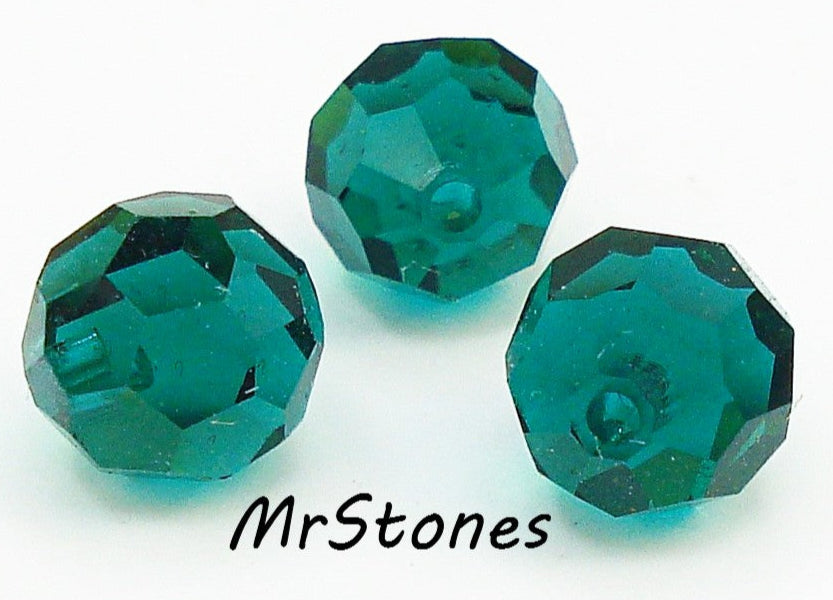 6mm (5080) Glass 1/2 Drilled Emerald Green Swarovski Beads