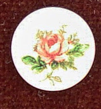 10mm Pink Red Rose Flower On White Decal Round Cabochon 2.2-2.3mm Thick Japan 1pc-5pc