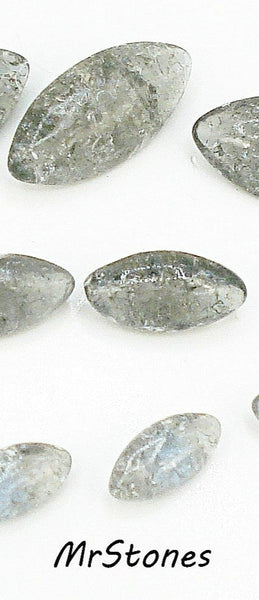 8x4/10x5/15x7mm (3146) Gray Crackle Marquise Navette Buff Top Doublet