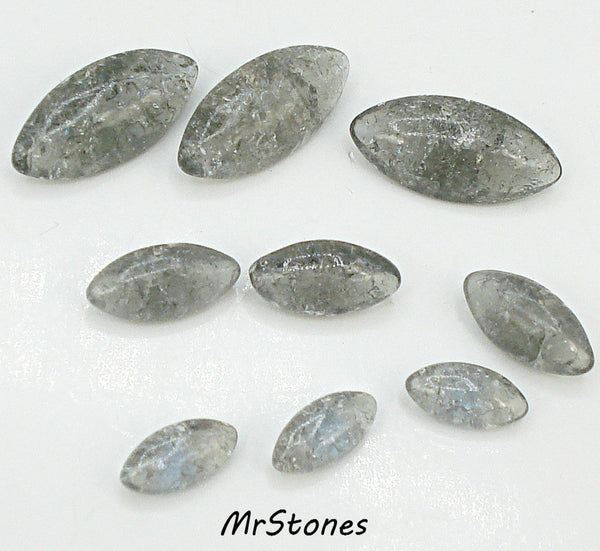 8x4/10x5/15x7mm (3146) Gray Crackle Marquise Navette Buff Top Doublet