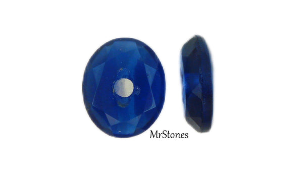 12x10mm (3160) Montana Sapphire Buff Top Oval Faceted Cab Back with Hole $1.25/1pc~$8.95/10pc~$19.95/144pcs