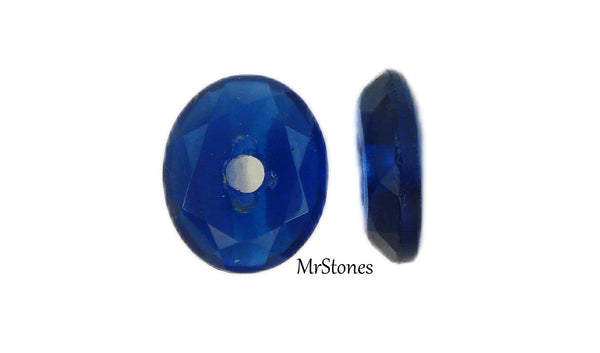 12x10mm (3160) Montana Sapphire Buff Top Oval Faceted Cab Back with Hole $1.25/1pc~$8.95/10pc