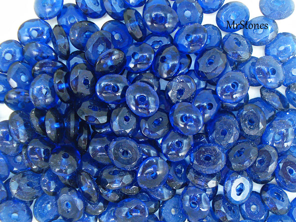 12x10mm (3160) Montana Sapphire Buff Top Oval Faceted Cab Back with Hole $1.25/1pc~$8.95/10pc