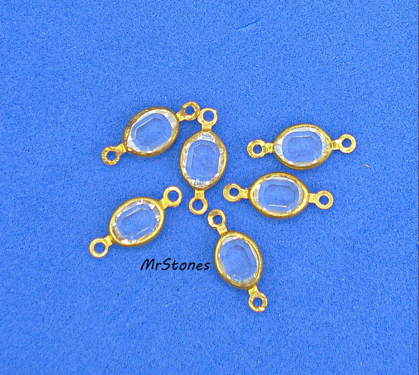 8x6mm (LINK) Crystal Channel Cut in Gold Tone Bezel