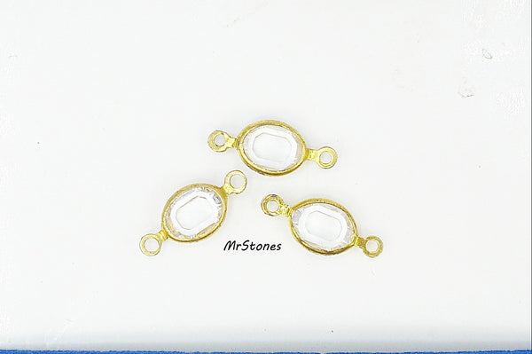 8x6mm (LINK) Crystal Channel Cut in Gold Tone Bezel